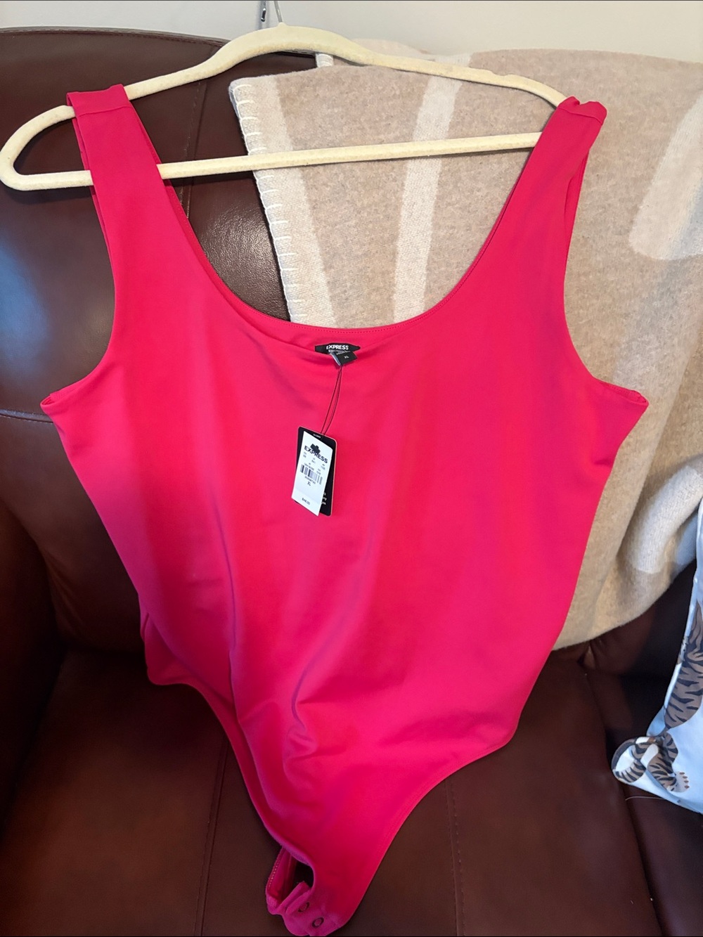 Express Hot Pink Scoop-Neck Bodysuit
